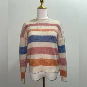 Pastel Color Striped Crew Neck Sweater